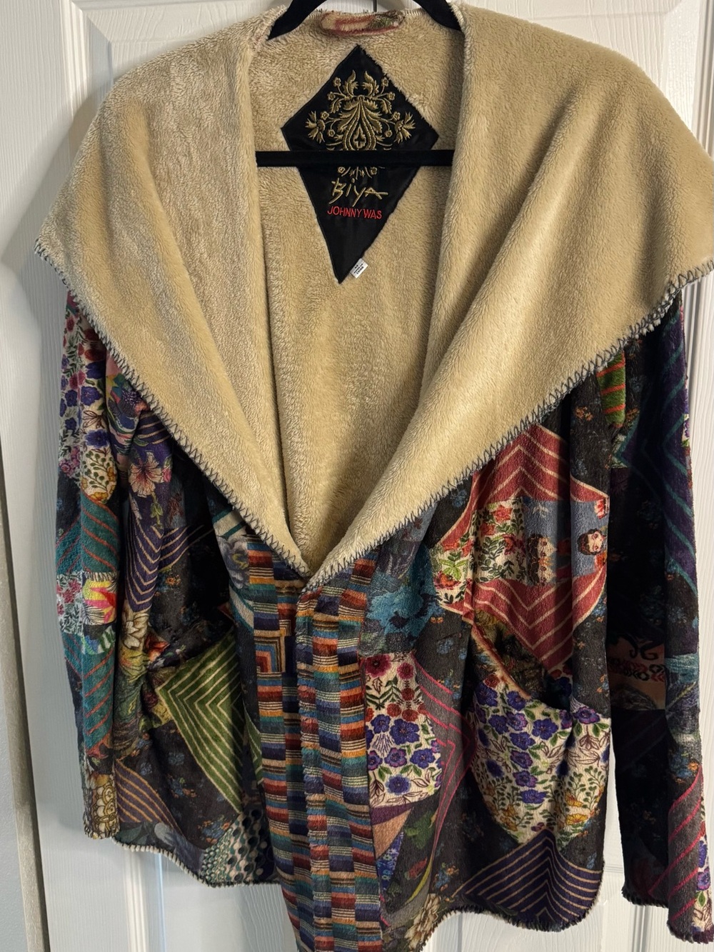 Johnny Was Beige-Collar Patchwork Women's Jacket.  Luxurious look and feel.